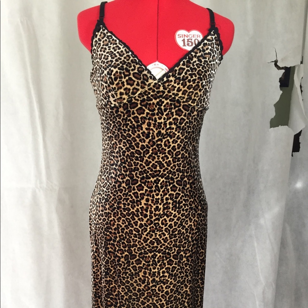 Heart Moon Star Leopard Print Velour Dress S